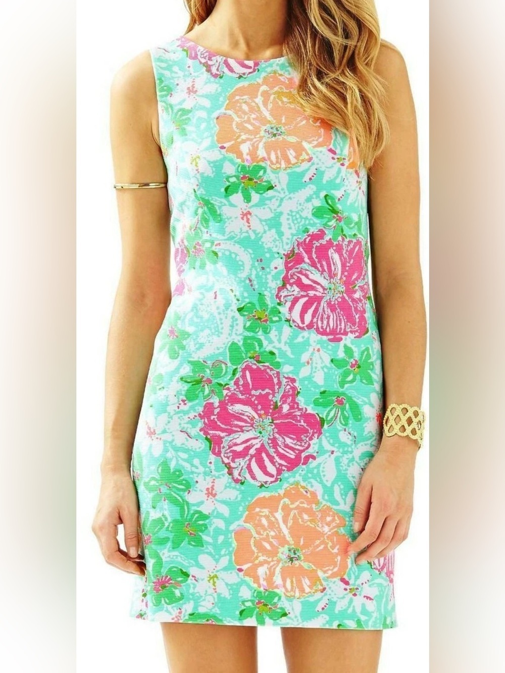 Lilly Pulitzer Eden Poolside Blue Beach Walk Shift Dress Green size Small